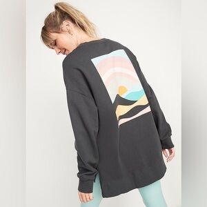 Old Navy Graphic Sweatshirt - Black with Multicolor Design